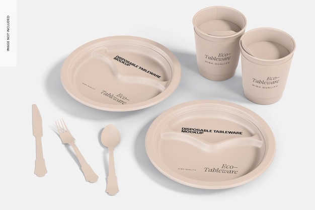 PSD biodegradable disposable tableware mockup