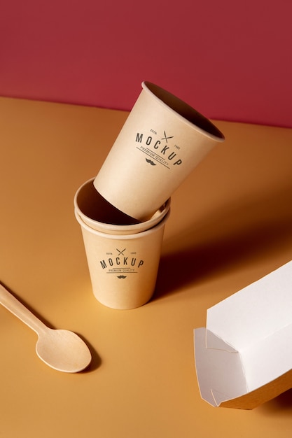 PSD biodegradable and eco-friendly dinnerware mock-up