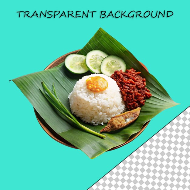 Biologische platte nasi lemak geïllustreerd