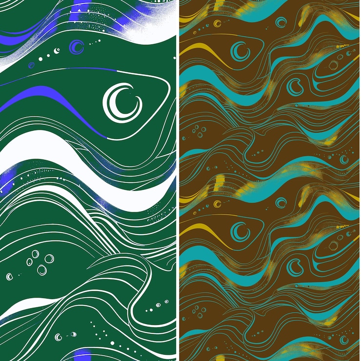 PSD bioluminescent eel with wavy light lines dynamic design and nature pattern vector designs