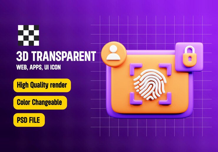 PSD biometric id 3d icon or future things 3d icon