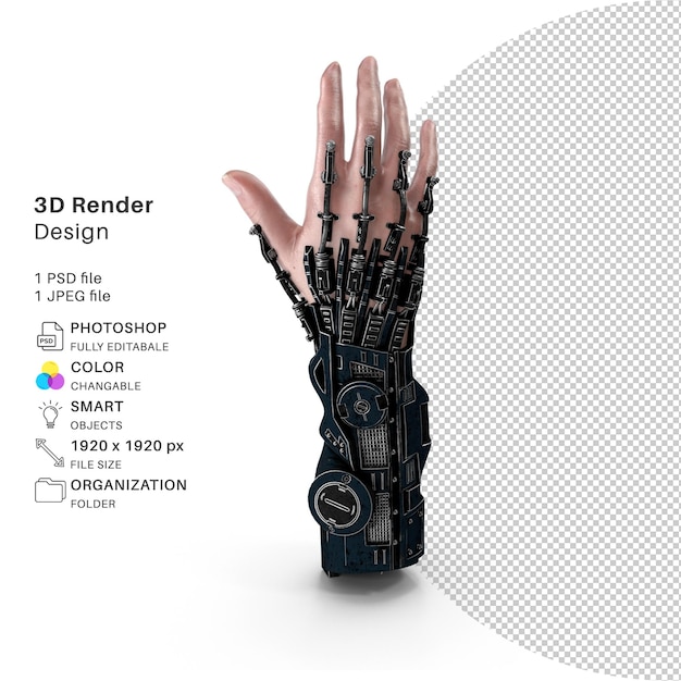 Bionic Hand 3D Modeling PSD File Realistic Hand