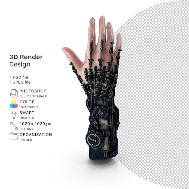 PSD bionic hand 3d modeling psd file realistic hand