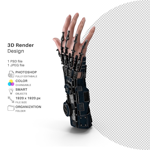 PSD bionic hand 3d modeling psd file realistic hand