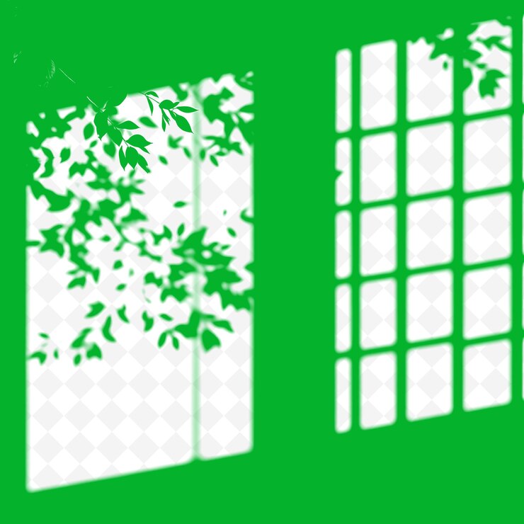 PSD birch leaves and wooden lattice shadows forming parallel lines and circular gaps the cont