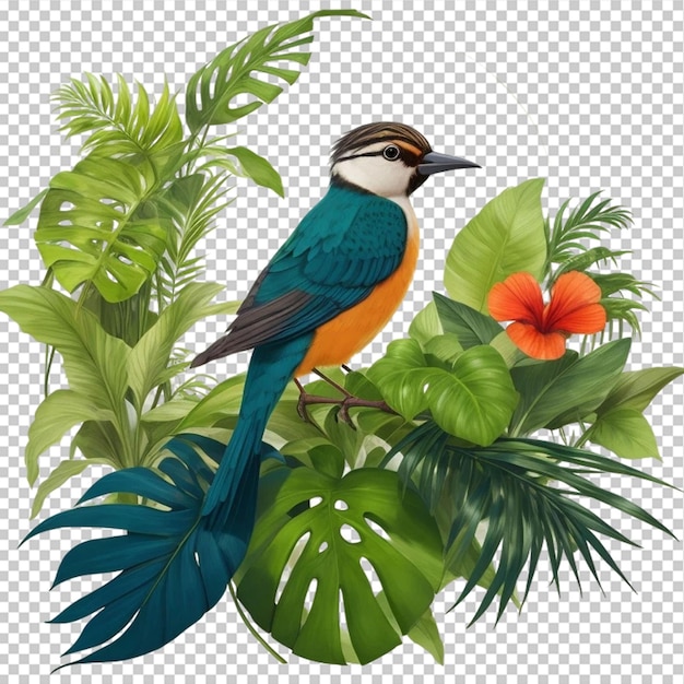 PSD bird on branch of tree