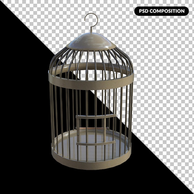 PSD bird cage isolated 3d