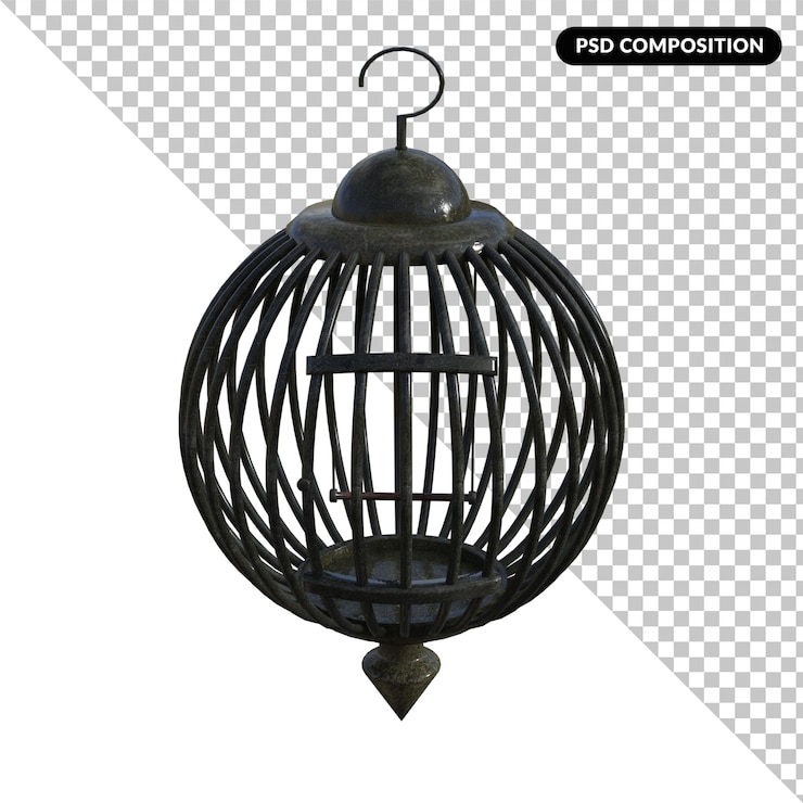 PSD bird cage isolated 3d