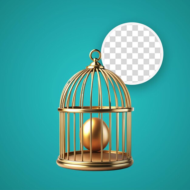 PSD a bird cage with a label that says quot no longer quot on it