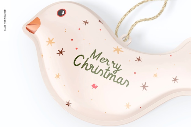 PSD bird christmas ornament mockup close up