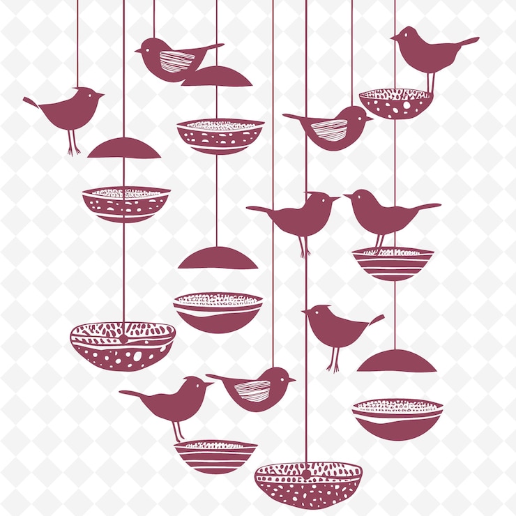 PSD a bird hanging from a string with a bird on it