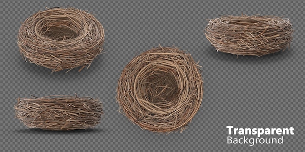 PSD bird nest on transparent background