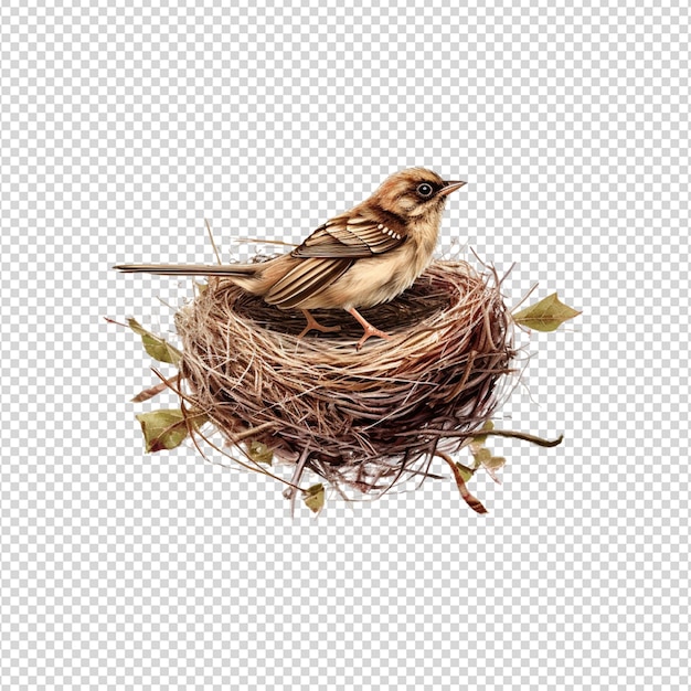 PSD bird nest on transparent background