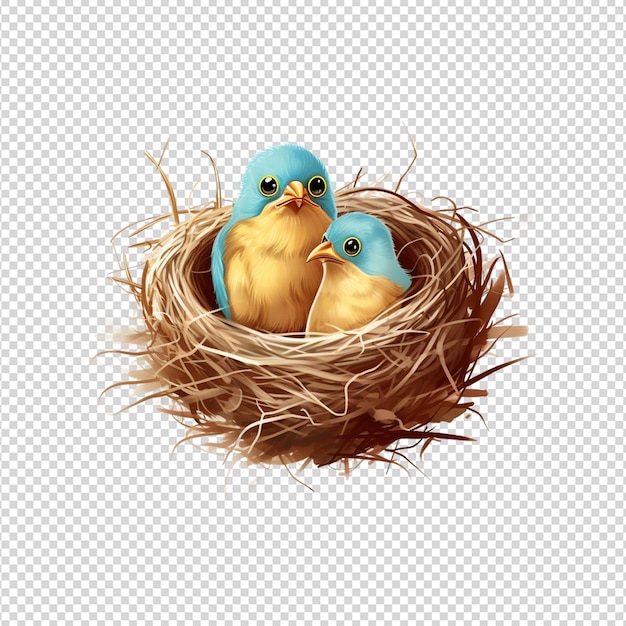 PSD bird nest on transparent background