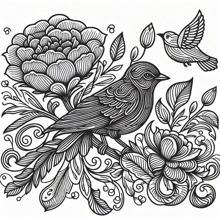 PSD bird outline image for kids coloring page pictures images and photos with white background