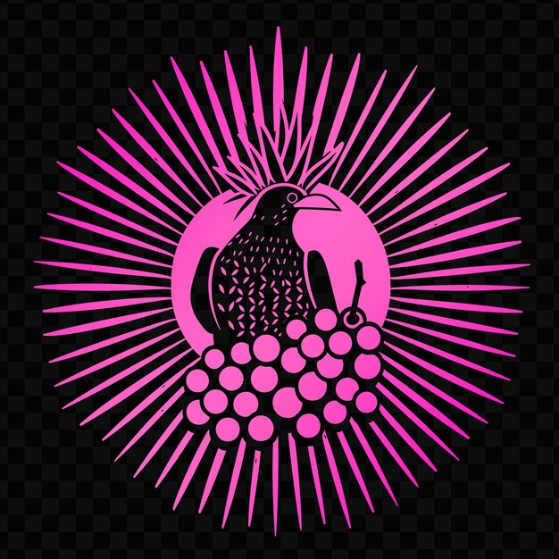 PSD a bird in a pink circle with a purple background with a pink and purple design