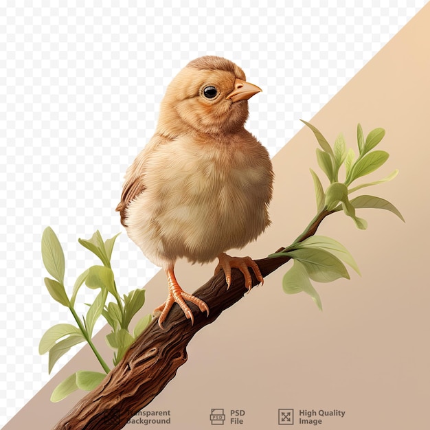 A bird sits on a branch with a picture of a bird on it.