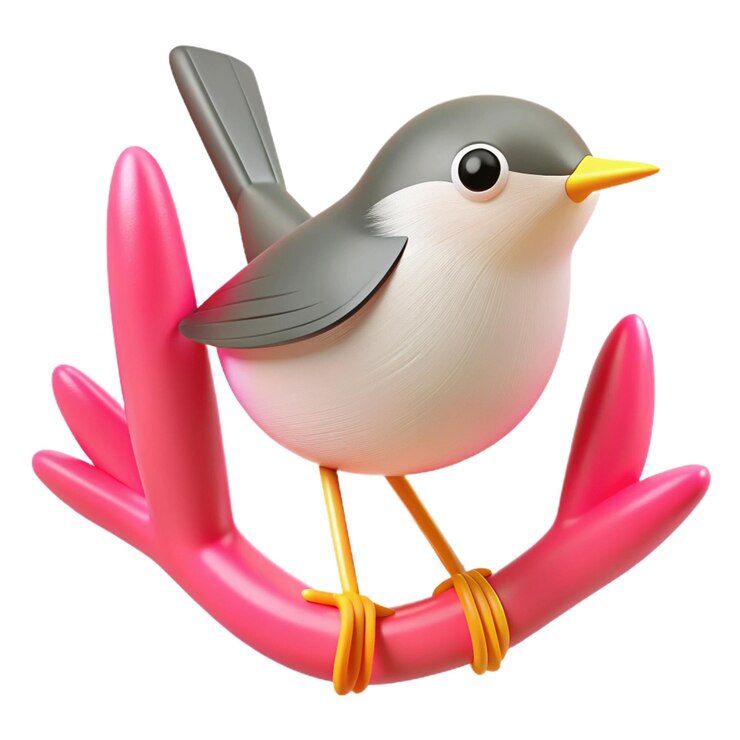 PSD a bird that is on a red float with a yellow beak