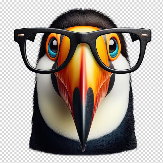 PSD a bird with glasses that says quot parrot quot on it