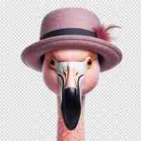 PSD a bird with a pink hat on its head and a black band on its head