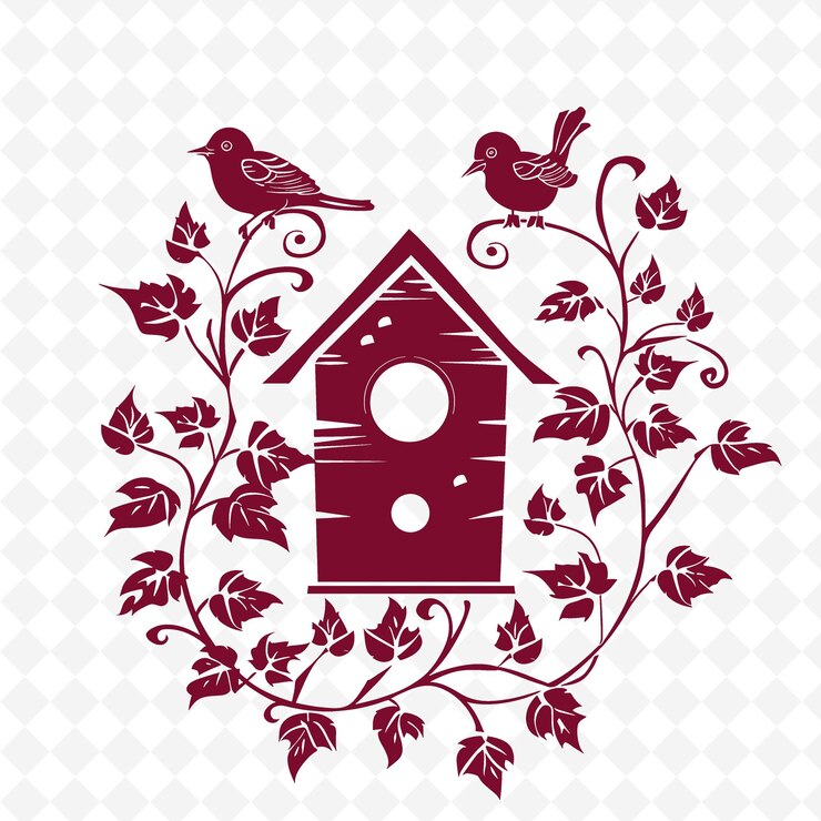 PSD a birdhouse with a bird house on the top of it