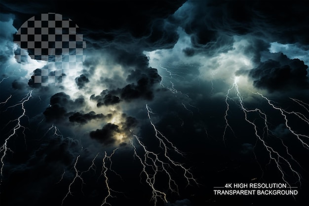 Birds eye thunderstorm clouds viewed from above on transparent background