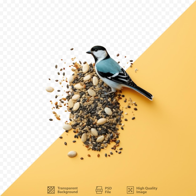 PSD birdseed on dark surface