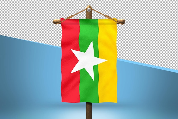 PSD birma hang vlag ontwerp achtergrond