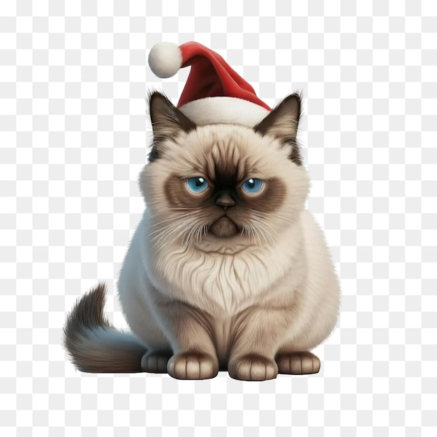 Birman kat met een kerstmuts.