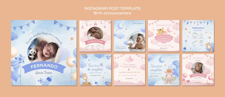 PSD объявление о рождении в instagram