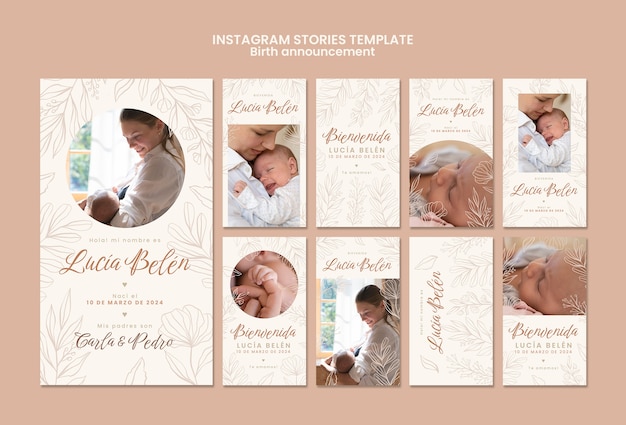 PSD birth announcement instagram stories