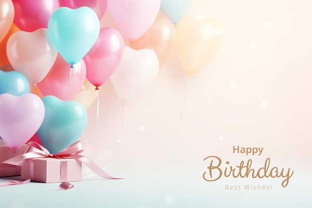 Birthday background with balloons and gifts