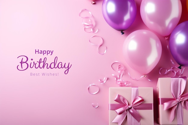 Birthday background with balloons and gifts