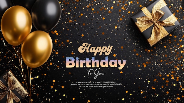 생일 풍선 터 배경 디자인 풍선 선물과 콘페티와 함께 장식 요소