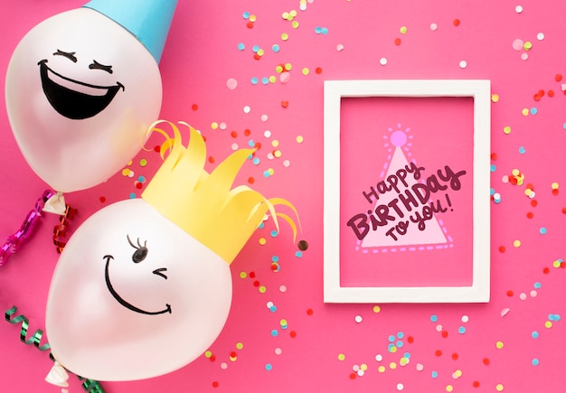 PSD birthday balloons with white lettering