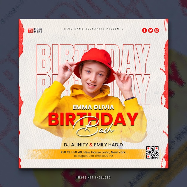 PSD birthday bash or birthday party social media post template