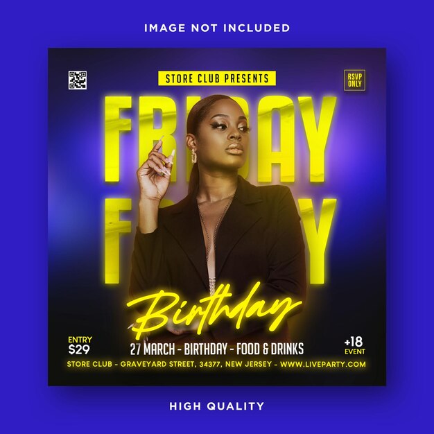 Premium PSD Birthday bash celebration night party flyer