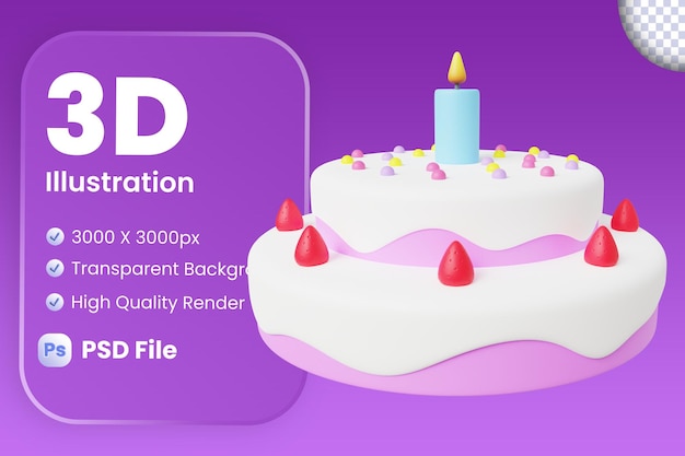 Birthday cake 3d illustration