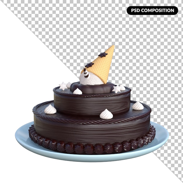 Birthday cake isolated 3d