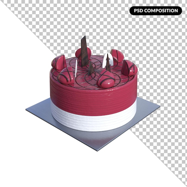Торт ко дню рождения изолированный 3d