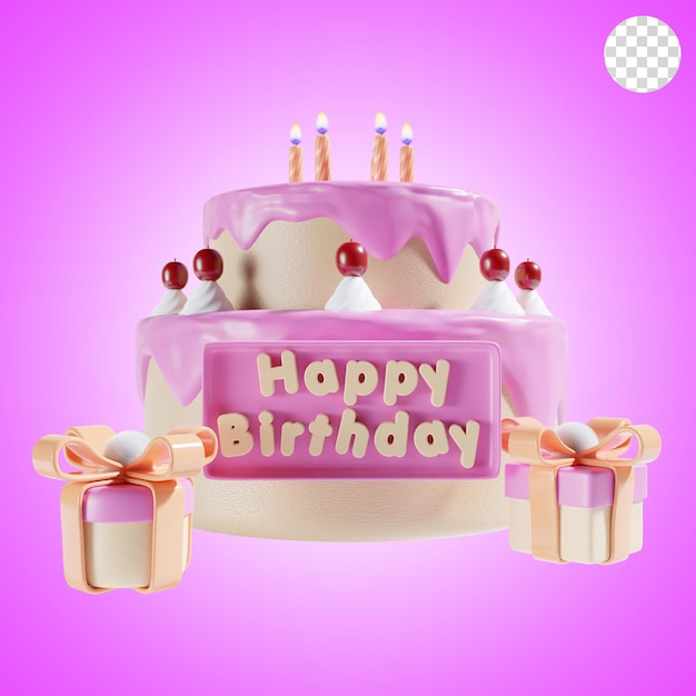 Birthday cake in pink theme