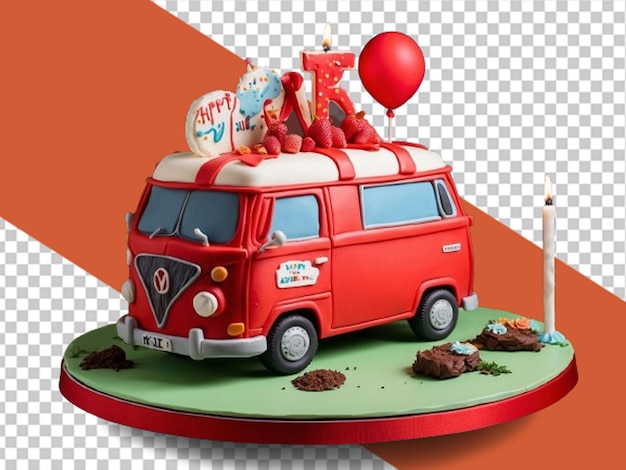 Birthday cake of a red van that39s been around