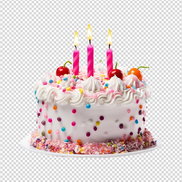PSD a birthday cake with a candle isolated on transparent background