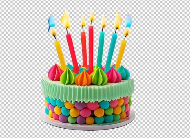 PSD birthday cake with colorful candles