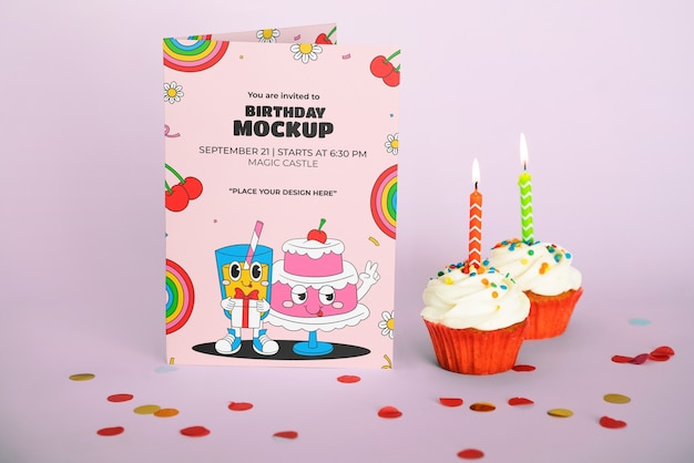 PSD birthday card mockup design
