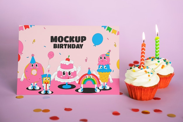 PSD birthday card mockup design