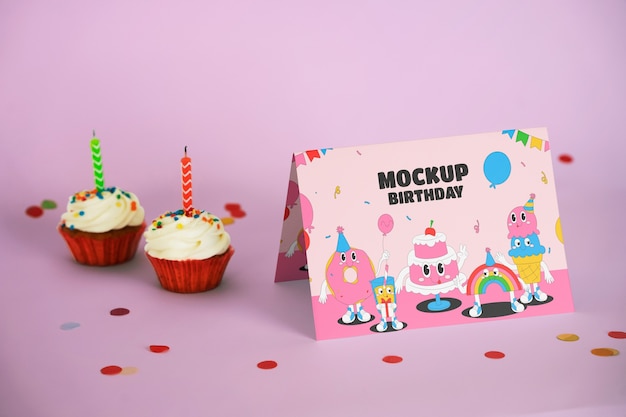 PSD birthday card mockup design