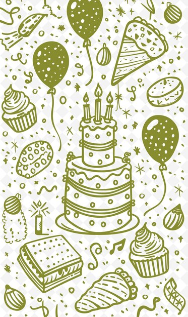 PSD a birthday card with a cake and a cake with a green background