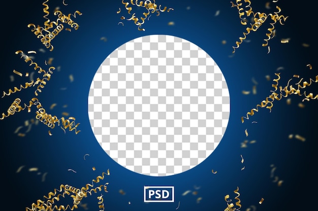 PSD Празднование дня рождения золотая рамка конфетти или золотой фон конфетти для празднования