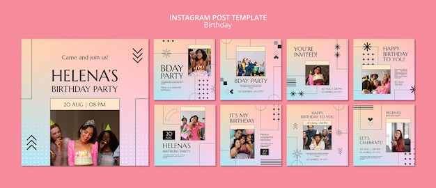 PSD birthday celebration instagram posts template